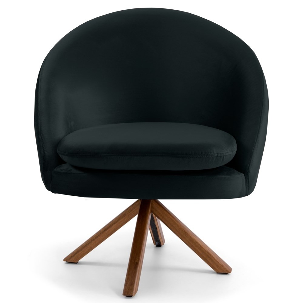 Kit 2 Poltronas Decorativas Giratórias Base Giromad Madeira Rafa B-300 Veludo Preto - Domi