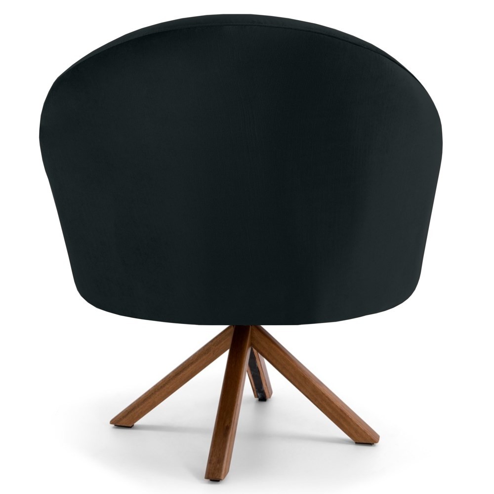 Kit 2 Poltronas Decorativas Giratórias Base Giromad Madeira Rafa B-300 Veludo Preto - Domi