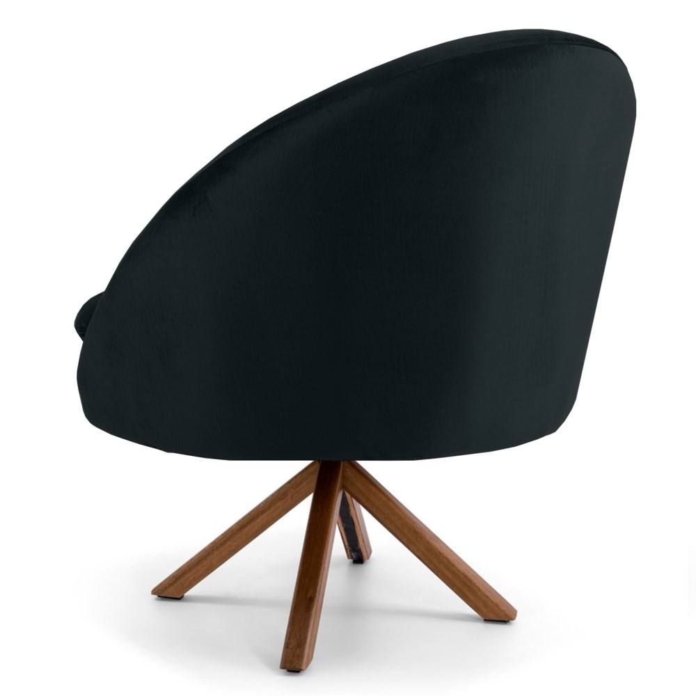 Kit 2 Poltronas Decorativas Giratórias Base Giromad Madeira Rafa B-300 Veludo Preto - Domi