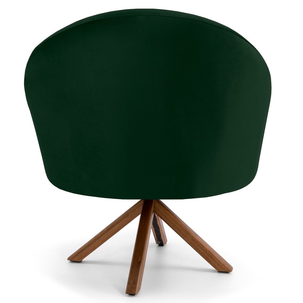 Kit 2 Poltronas Decorativas Giratórias Base Giromad Madeira Rafa B-303 Veludo Verde Musgo - Domi