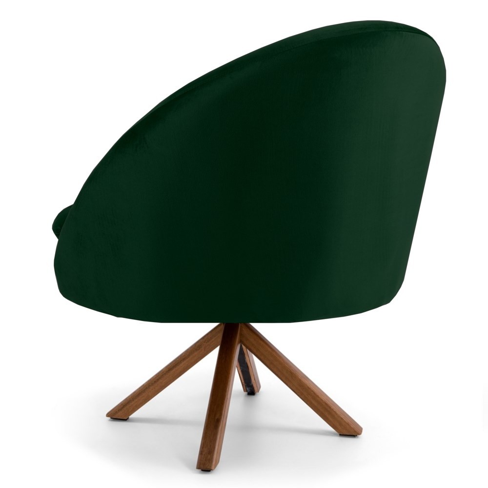 Kit 2 Poltronas Decorativas Giratórias Base Giromad Madeira Rafa B-303 Veludo Verde Musgo - Domi