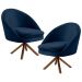Kit 2 Poltronas Decorativas Giratórias Base Giromad Madeira Rafa B-304 Veludo Azul Marinho - Domi