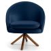 Kit 2 Poltronas Decorativas Giratórias Base Giromad Madeira Rafa B-304 Veludo Azul Marinho - Domi