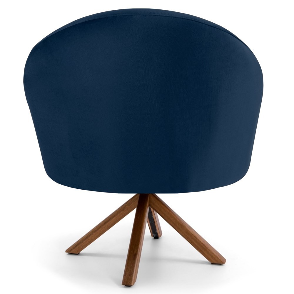 Kit 2 Poltronas Decorativas Giratórias Base Giromad Madeira Rafa B-304 Veludo Azul Marinho - Domi