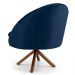 Kit 2 Poltronas Decorativas Giratórias Base Giromad Madeira Rafa B-304 Veludo Azul Marinho - Domi