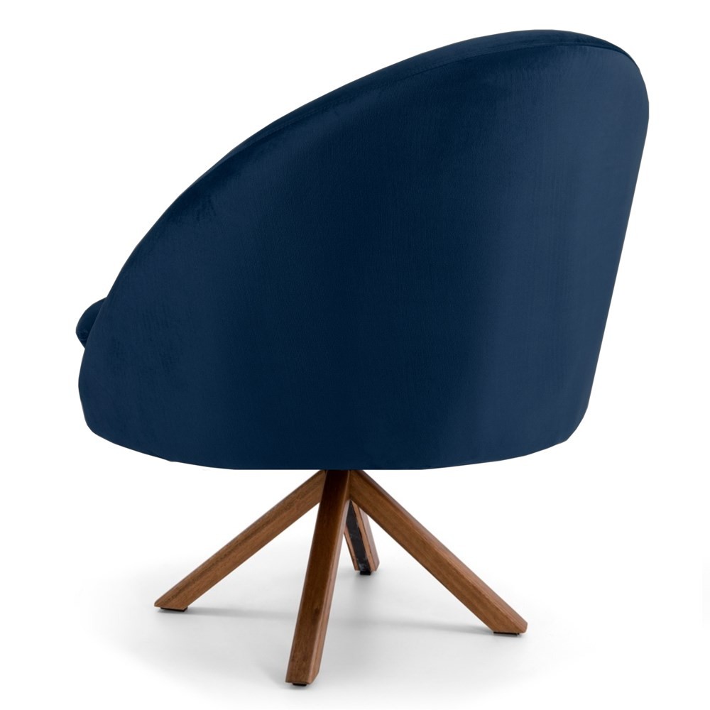 Kit 2 Poltronas Decorativas Giratórias Base Giromad Madeira Rafa B-304 Veludo Azul Marinho - Domi