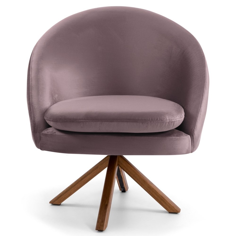 Kit 2 Poltronas Decorativas Giratórias Base Giromad Madeira Rafa B-305 Veludo Rosê - Domi