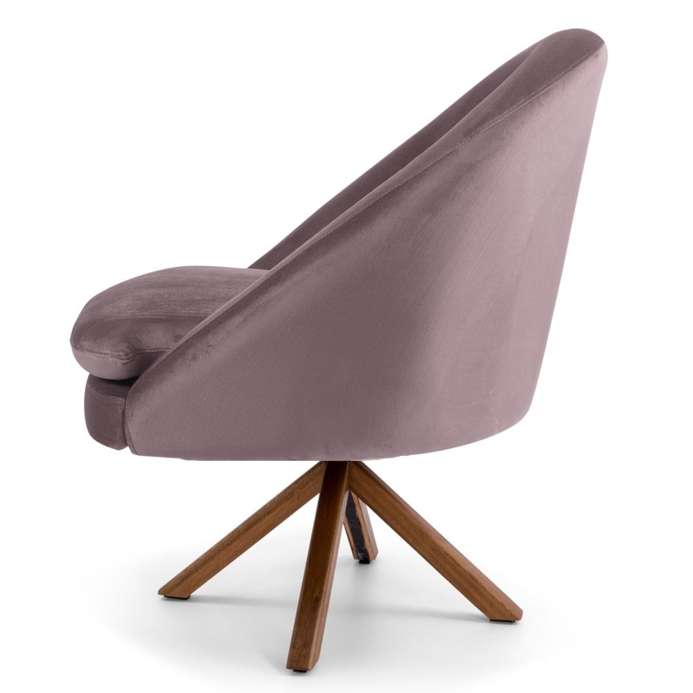 Kit 2 Poltronas Decorativas Giratórias Base Giromad Madeira Rafa B-305 Veludo Rosê - Domi