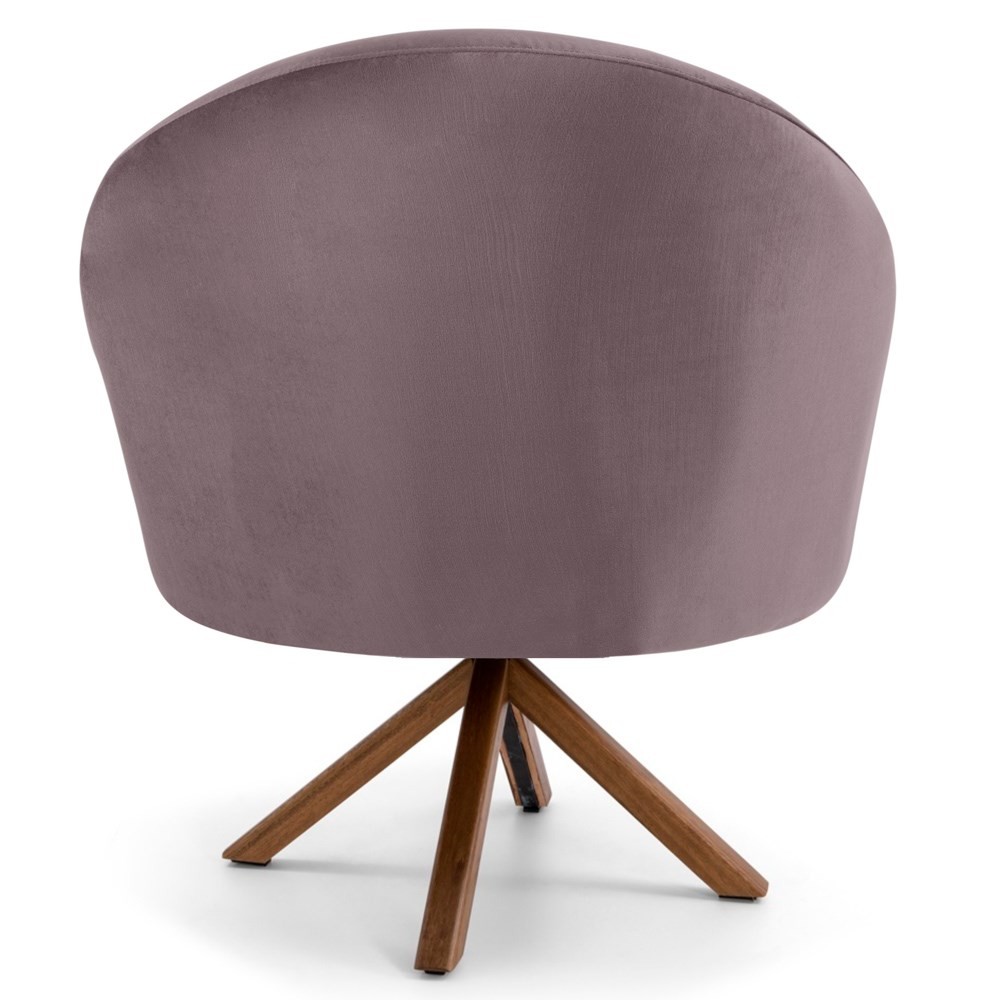 Kit 2 Poltronas Decorativas Giratórias Base Giromad Madeira Rafa B-305 Veludo Rosê - Domi