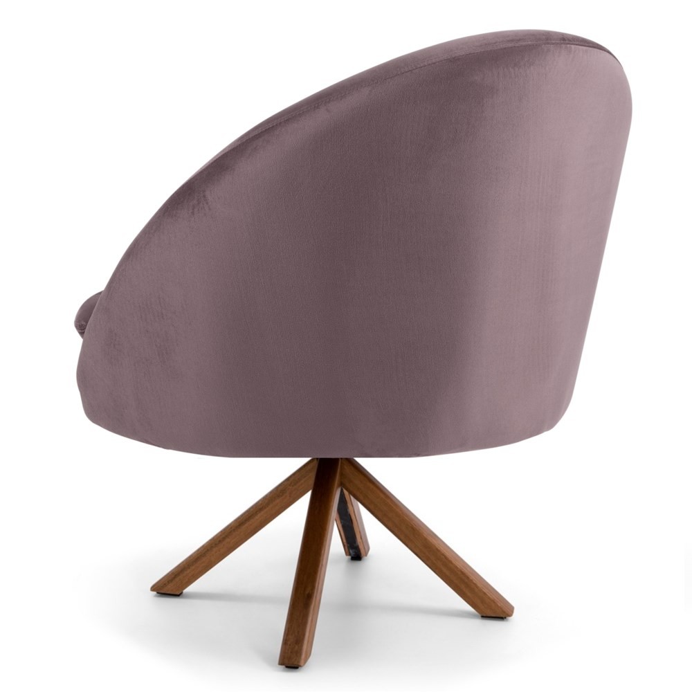 Kit 2 Poltronas Decorativas Giratórias Base Giromad Madeira Rafa B-305 Veludo Rosê - Domi