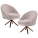 Kit 2 Poltronas Decorativas Giratórias Base Giromad Madeira Rafa B-309 Veludo Bege - Domi