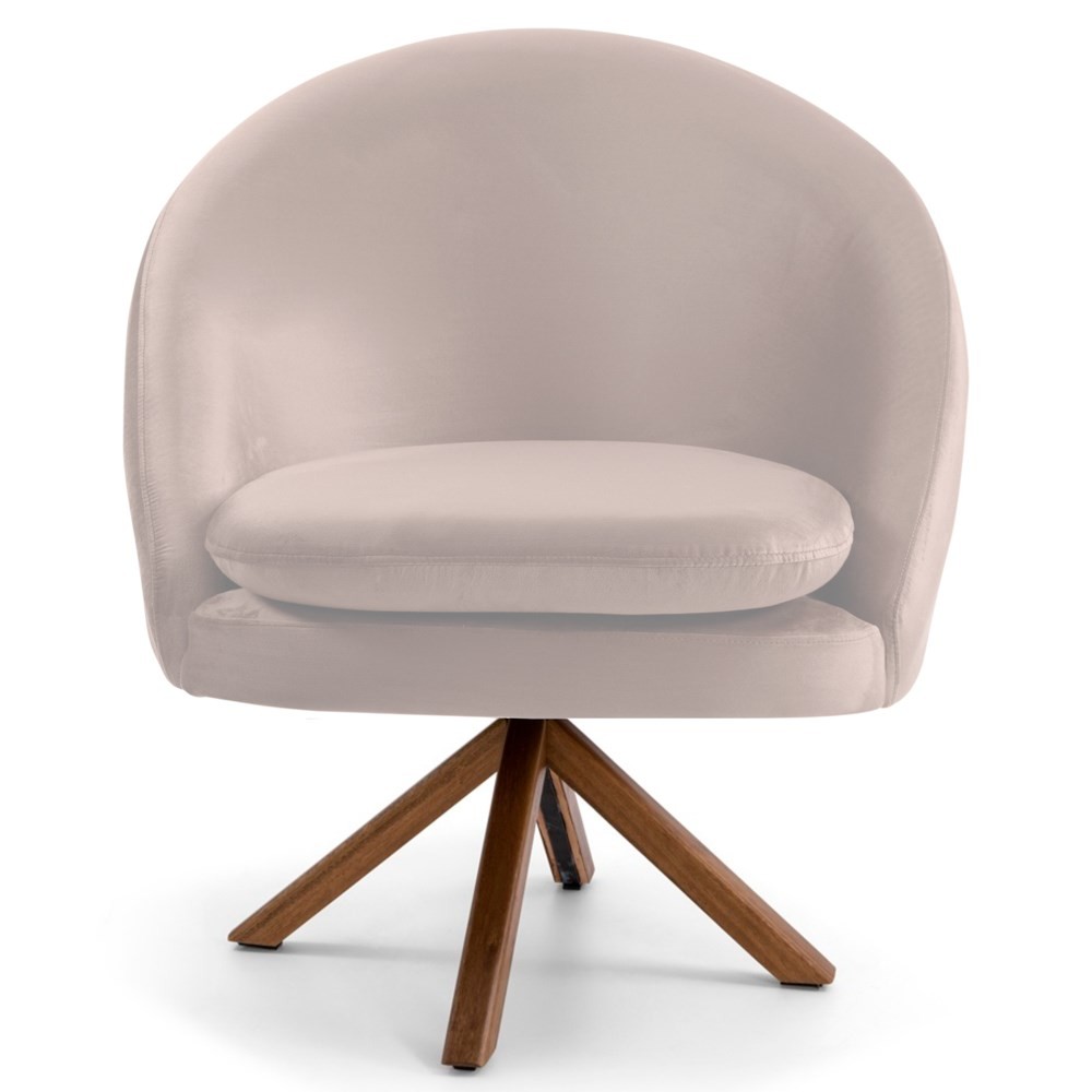 Kit 2 Poltronas Decorativas Giratórias Base Giromad Madeira Rafa B-309 Veludo Bege - Domi