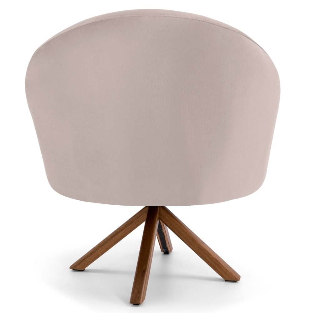 Kit 2 Poltronas Decorativas Giratórias Base Giromad Madeira Rafa B-309 Veludo Bege - Domi