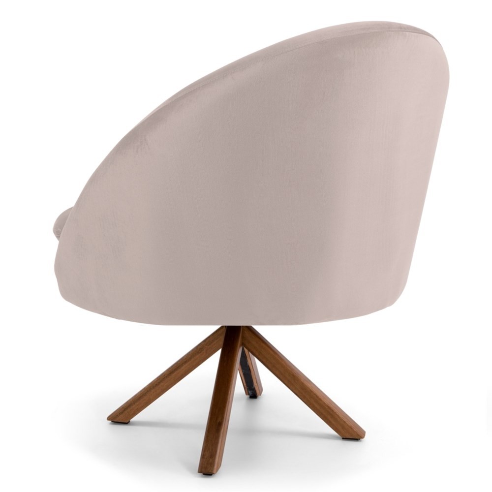 Kit 2 Poltronas Decorativas Giratórias Base Giromad Madeira Rafa B-309 Veludo Bege - Domi