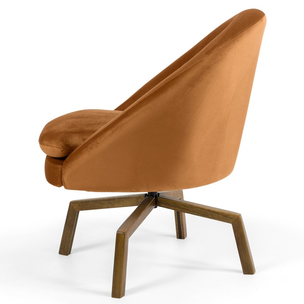 Kit 2 Poltronas Decorativas Giratórias Base Ka Madeira Rafa B-262 Veludo Telha - Domi