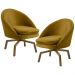 Kit 2 Poltronas Decorativas Giratórias Base Ka Madeira Rafa B-279 Veludo Mostarda - Domi
