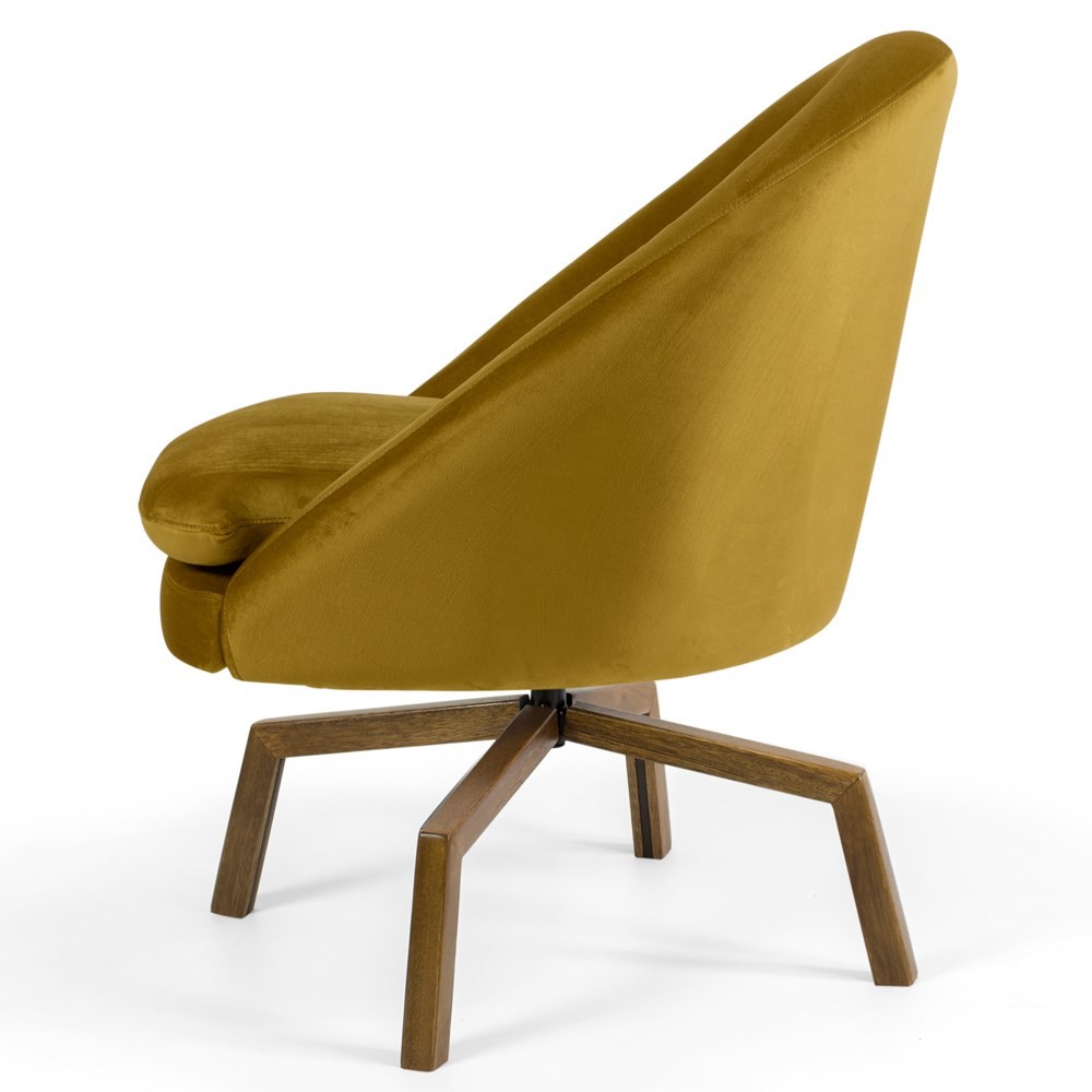 Kit 2 Poltronas Decorativas Giratórias Base Ka Madeira Rafa B-279 Veludo Mostarda - Domi