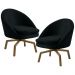 Kit 2 Poltronas Decorativas Giratórias Base Ka Madeira Rafa B-300 Veludo Preto - Domi