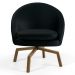 Kit 2 Poltronas Decorativas Giratórias Base Ka Madeira Rafa B-300 Veludo Preto - Domi