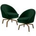 Kit 2 Poltronas Decorativas Giratórias Base Ka Madeira Rafa B-303 Veludo Verde Musgo - Domi