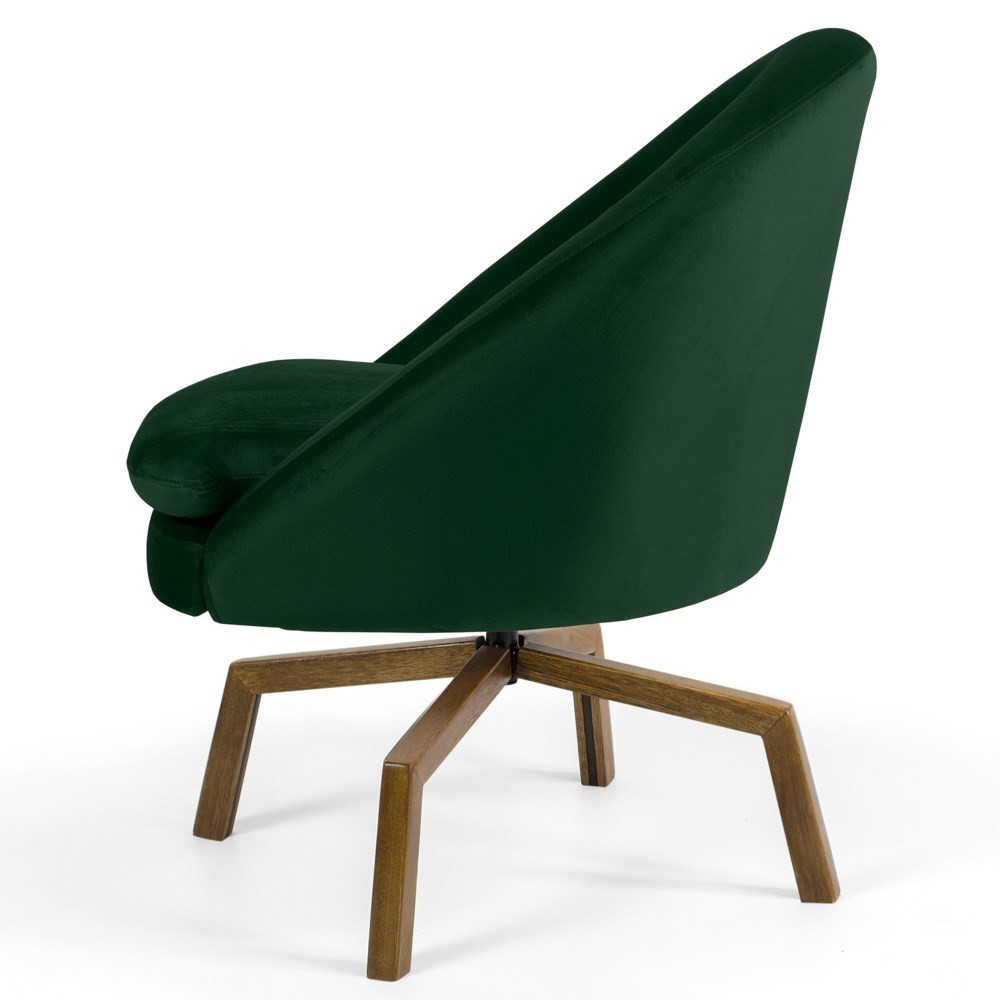 Kit 2 Poltronas Decorativas Giratórias Base Ka Madeira Rafa B-303 Veludo Verde Musgo - Domi