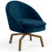 Kit 2 Poltronas Decorativas Giratórias Base Ka Madeira Rafa B-304 Veludo Azul Marinho - Domi