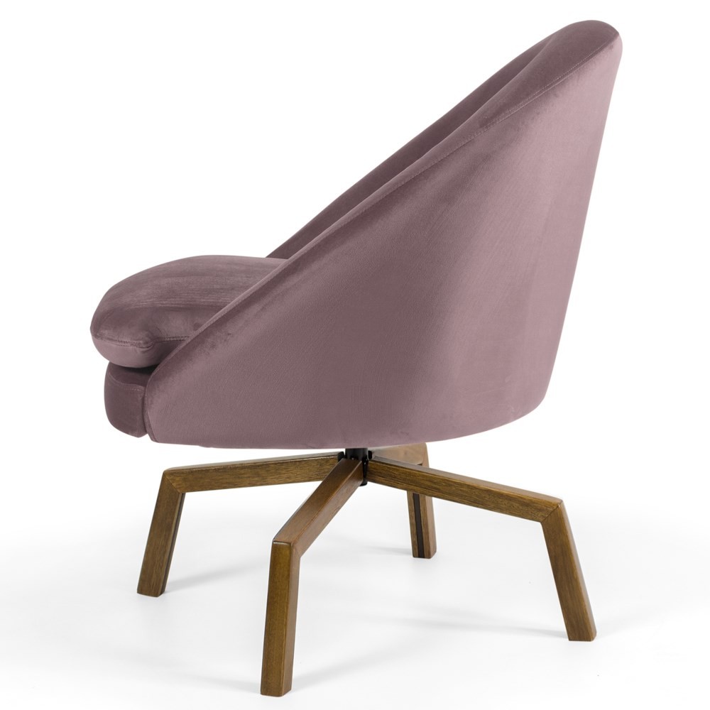 Kit 2 Poltronas Decorativas Giratórias Base Ka Madeira Rafa B-305 Veludo Rosê - Domi