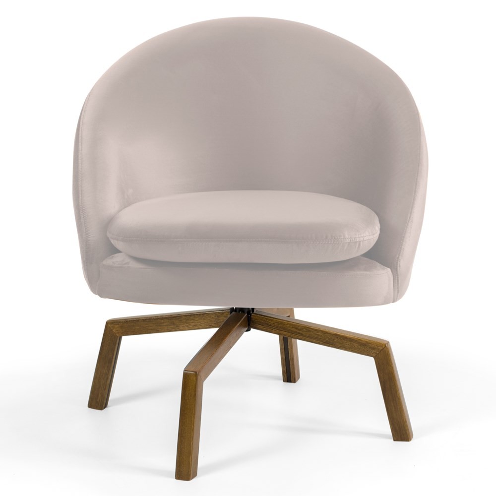 Kit 2 Poltronas Decorativas Giratórias Base Ka Madeira Rafa B-309 Veludo Bege - Domi