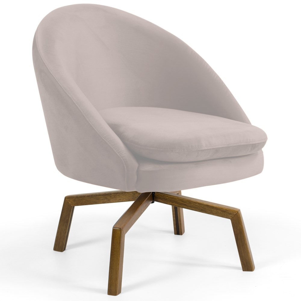 Kit 2 Poltronas Decorativas Giratórias Base Ka Madeira Rafa B-309 Veludo Bege - Domi