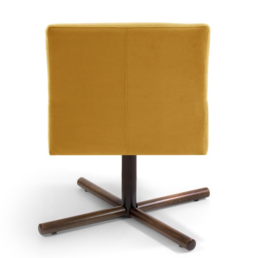 Kit 2 Poltronas Decorativas Giratórias Base Xis Madeira Angel B-279 Veludo Amarelo - Domi