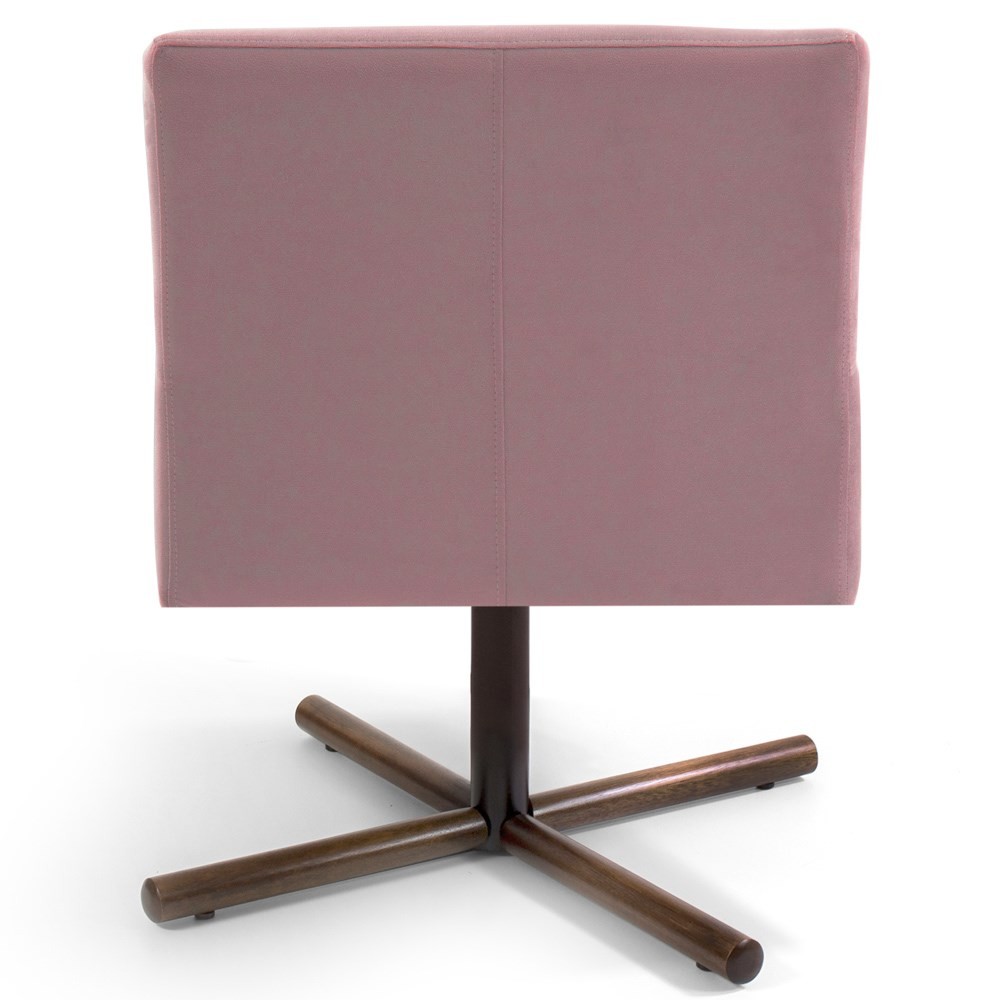 Kit 2 Poltronas Decorativas Giratórias Base Xis Madeira Angel B-305 Veludo Rosa - Domi
