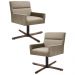 Kit 2 Poltronas Decorativas Giratórias Base Xis Madeira Angel B-68 Veludo Marrom Claro - Domi
