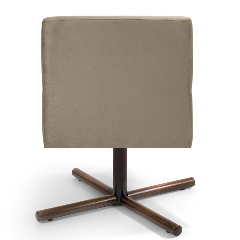 Kit 2 Poltronas Decorativas Giratórias Base Xis Madeira Angel B-68 Veludo Marrom Claro - Domi