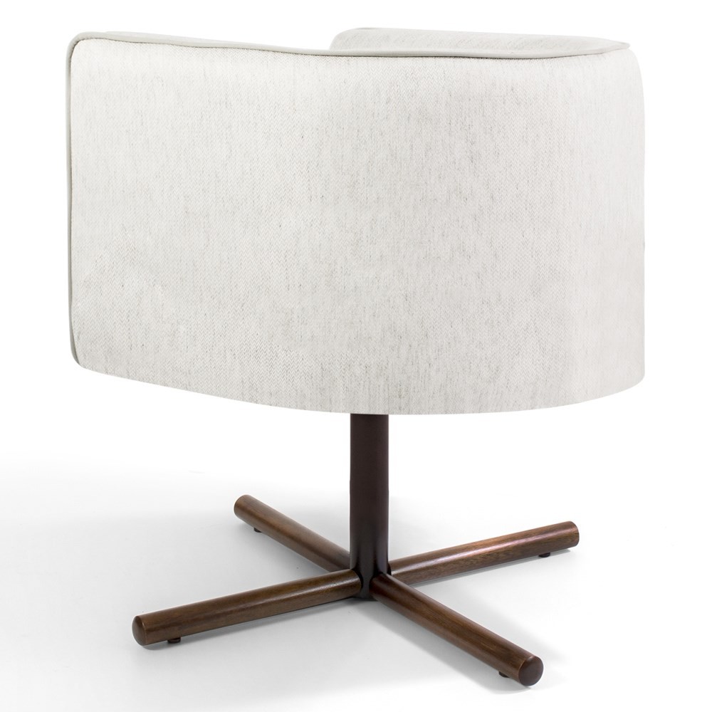 Kit 2 Poltronas Decorativas Giratórias Base Xis Madeira Betina A-48 Linho Flocos - Domi