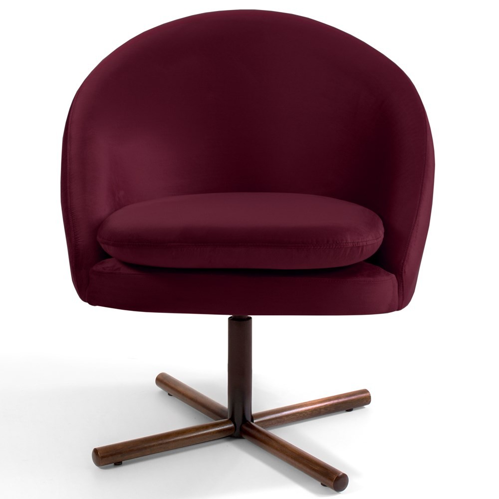 Kit 2 Poltronas Decorativas Giratórias Base Xis Madeira Rafa B-278 Veludo Marsala - Domi