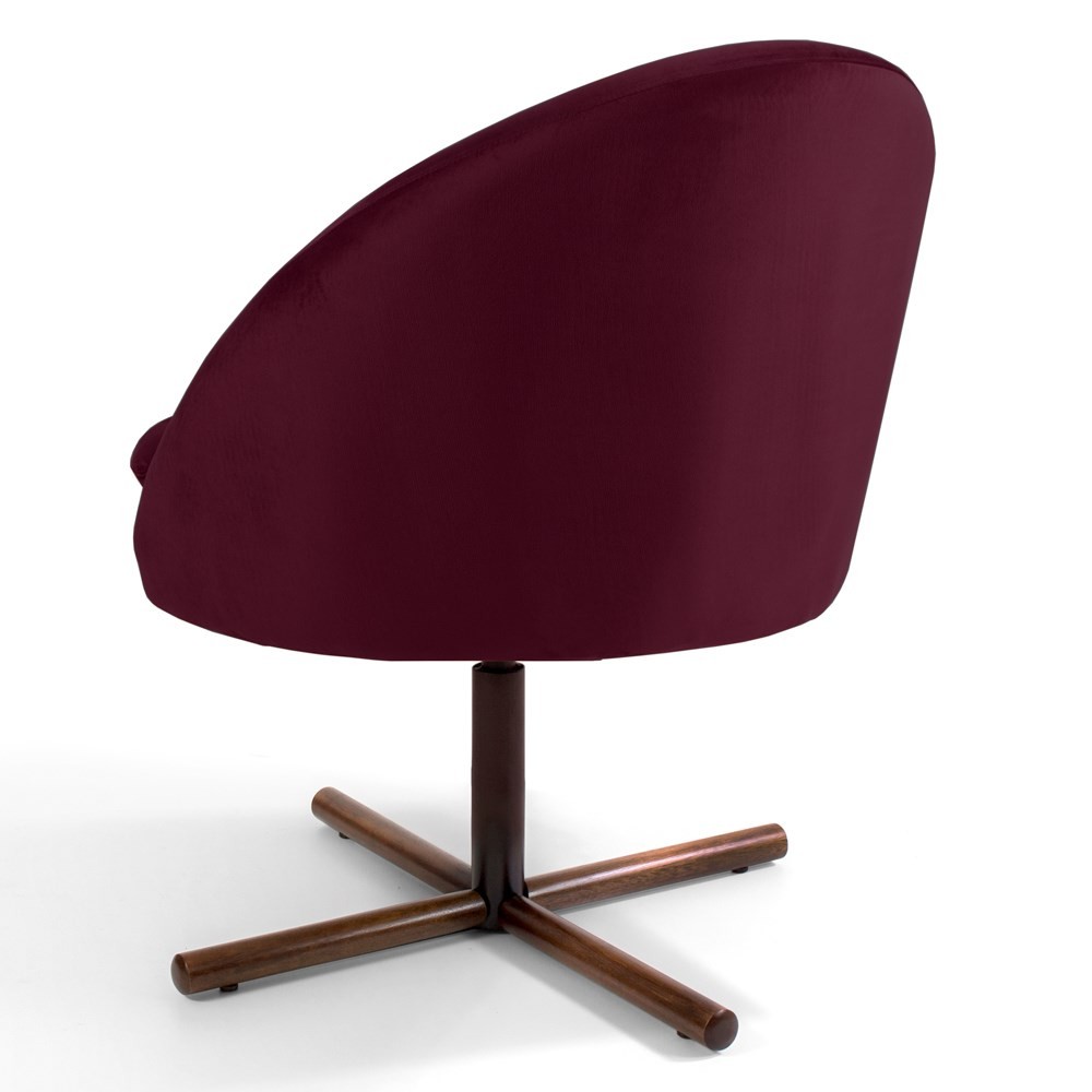 Kit 2 Poltronas Decorativas Giratórias Base Xis Madeira Rafa B-278 Veludo Marsala - Domi