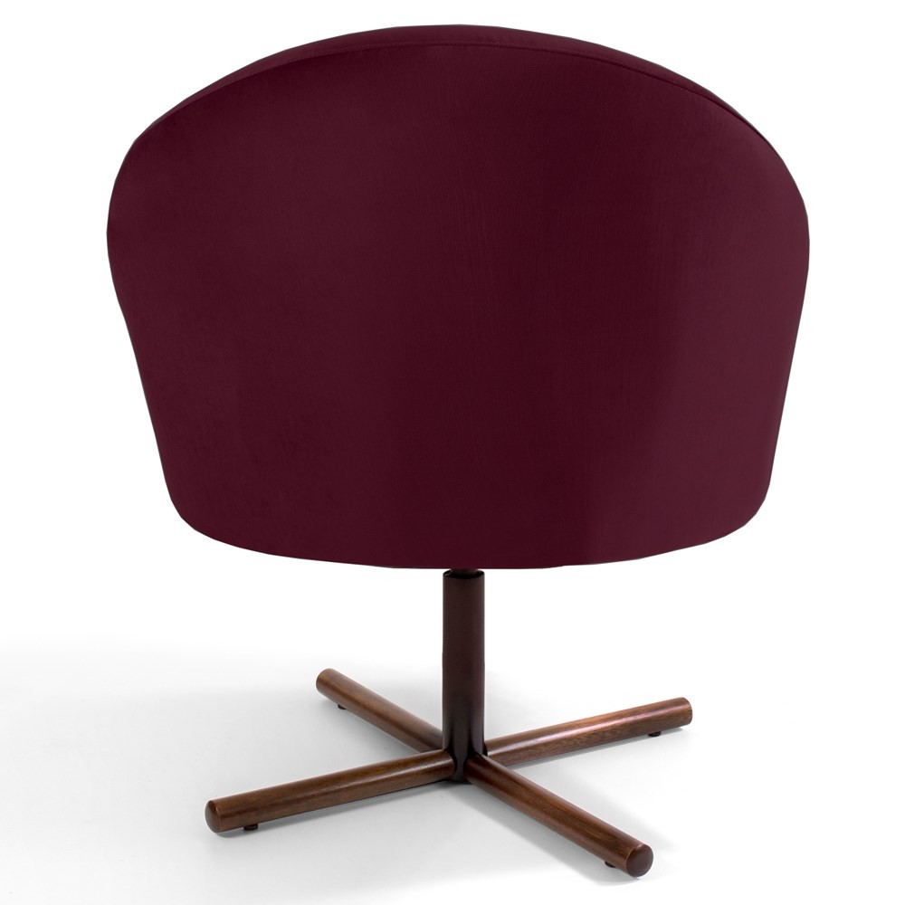Kit 2 Poltronas Decorativas Giratórias Base Xis Madeira Rafa B-278 Veludo Marsala - Domi
