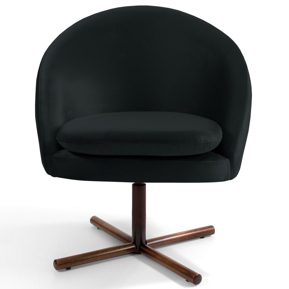Kit 2 Poltronas Decorativas Giratórias Base Xis Madeira Rafa B-300 Veludo Preto - Domi