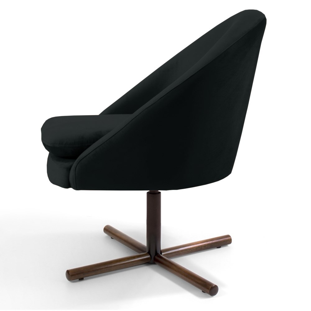 Kit 2 Poltronas Decorativas Giratórias Base Xis Madeira Rafa B-300 Veludo Preto - Domi