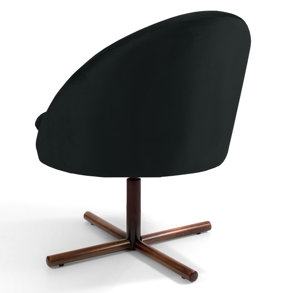 Kit 2 Poltronas Decorativas Giratórias Base Xis Madeira Rafa B-300 Veludo Preto - Domi