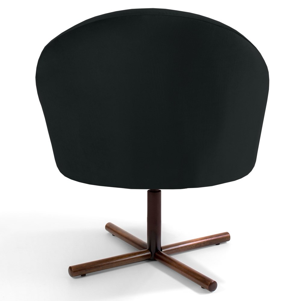 Kit 2 Poltronas Decorativas Giratórias Base Xis Madeira Rafa B-300 Veludo Preto - Domi