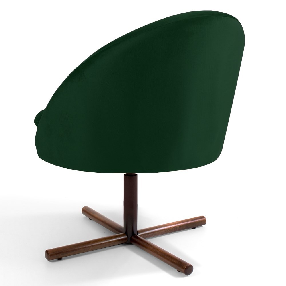 Kit 2 Poltronas Decorativas Giratórias Base Xis Madeira Rafa B-303 Veludo Verde Musgo - Domi