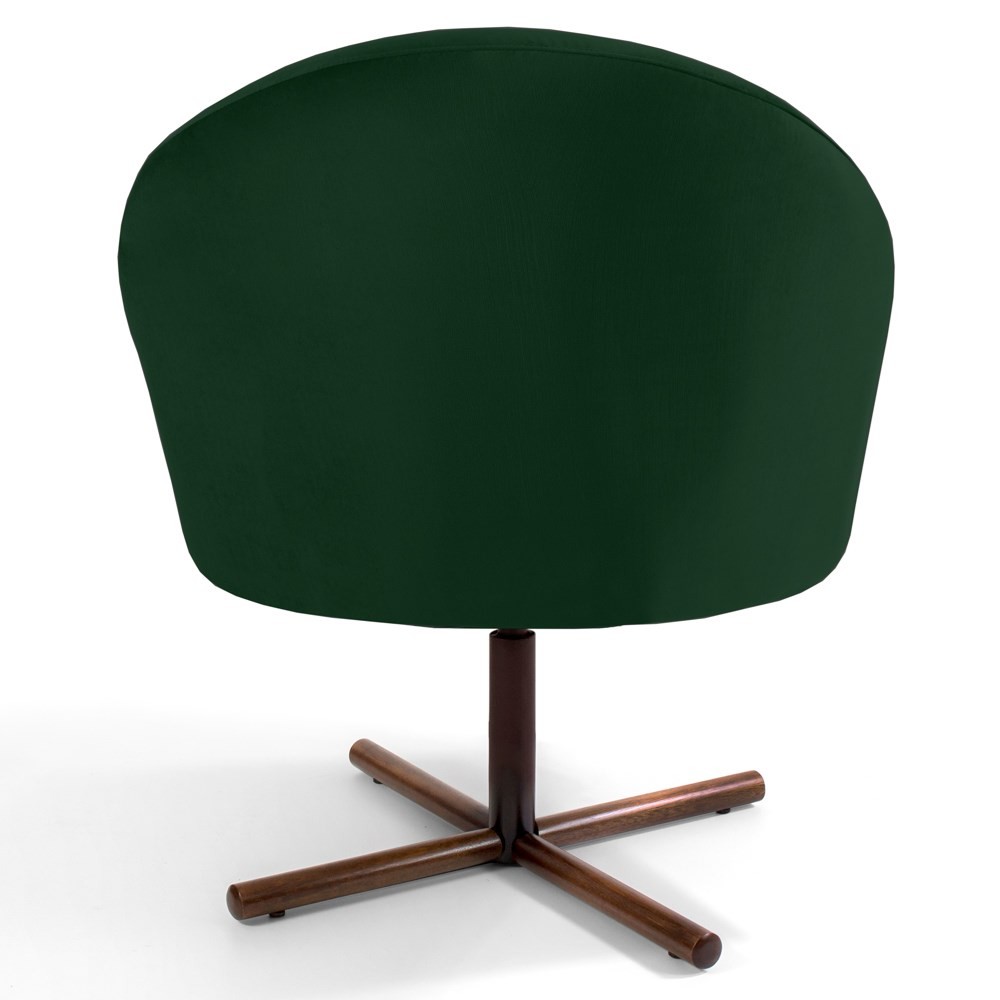 Kit 2 Poltronas Decorativas Giratórias Base Xis Madeira Rafa B-303 Veludo Verde Musgo - Domi