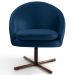 Kit 2 Poltronas Decorativas Giratórias Base Xis Madeira Rafa B-304 Veludo Azul Marinho - Domi