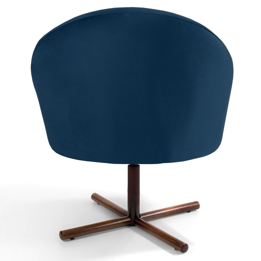 Kit 2 Poltronas Decorativas Giratórias Base Xis Madeira Rafa B-304 Veludo Azul Marinho - Domi