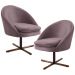Kit 2 Poltronas Decorativas Giratórias Base Xis Madeira Rafa B-305 Veludo Rosê - Domi