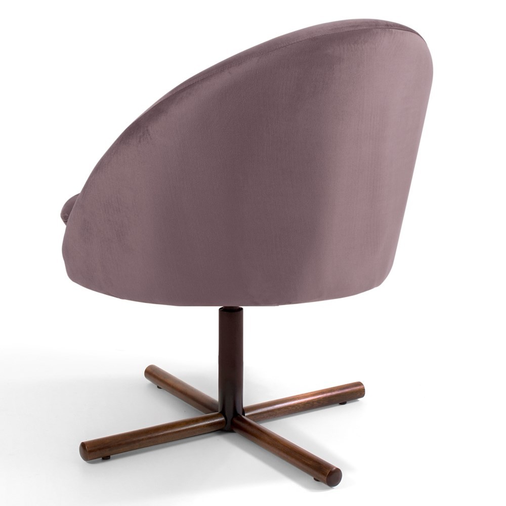 Kit 2 Poltronas Decorativas Giratórias Base Xis Madeira Rafa B-305 Veludo Rosê - Domi