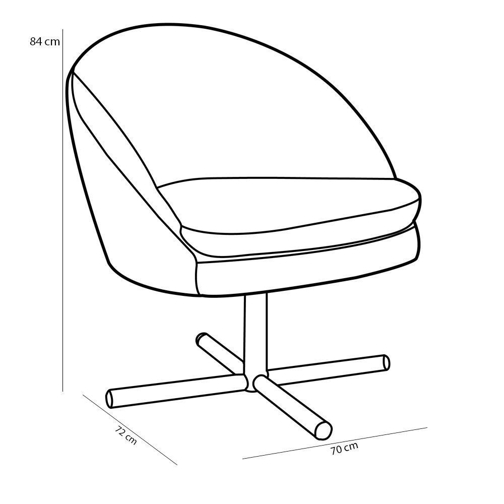 Kit 2 Poltronas Decorativas Giratórias Base Xis Madeira Rafa B-305 Veludo Rosê - Domi