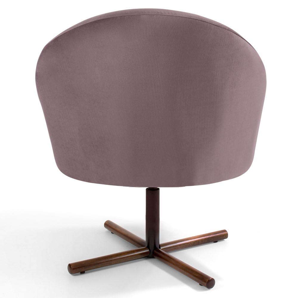 Kit 2 Poltronas Decorativas Giratórias Base Xis Madeira Rafa B-305 Veludo Rosê - Domi