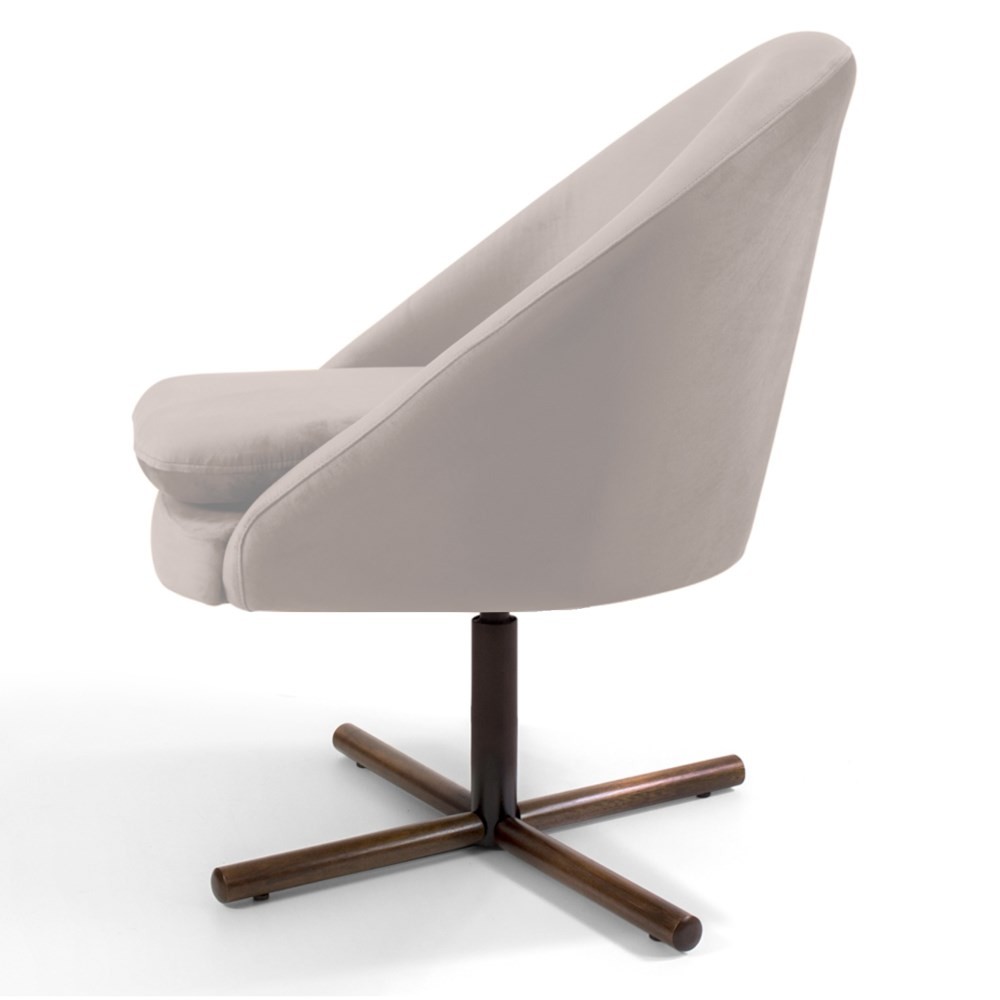 Kit 2 Poltronas Decorativas Giratórias Base Xis Madeira Rafa B-309 Veludo Bege - Domi